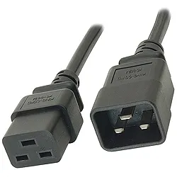 IEC C19 to C20 power extension lead constructed on H05VV-F 1.5mm2 cable.
