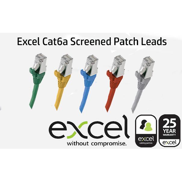 Excel Cat 6A Screened (F/FTP) Patch Leads