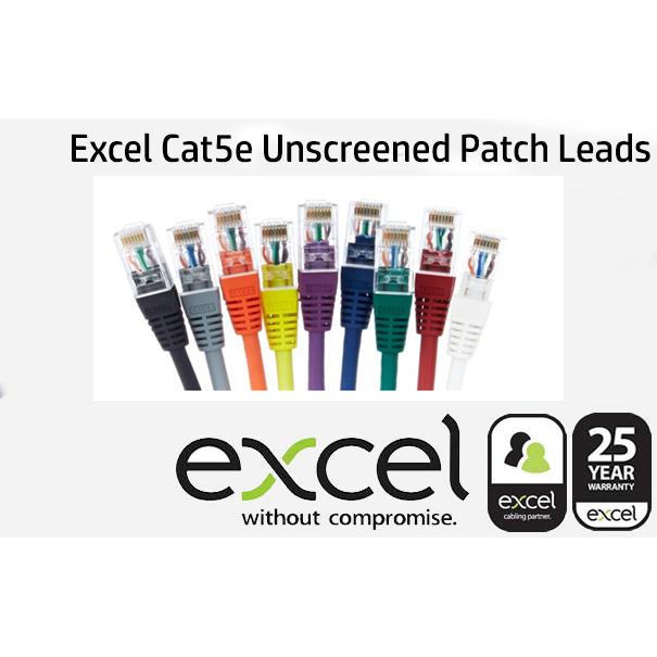 EXCEL Cat5e Unscreened 7mt - 10mt patch leads LSOH