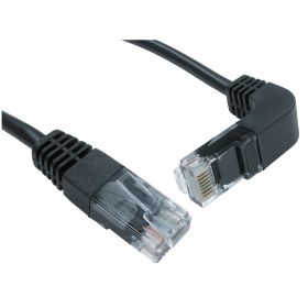 0.5mt Cat 5e E UTP Straight to Right Angled- Down- Black