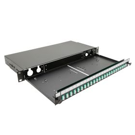 S03 1U Black Sliding Patch Panel - 24 Position SC/LC/E2000 up to 48 fibers